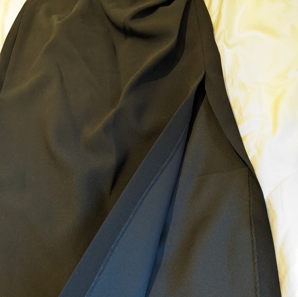 Zara Black Ruched Midi Skirt with Slit, L - Picture 3 of 7